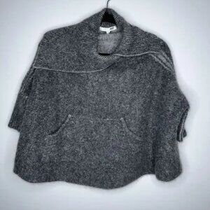 NSF Women’s 100% Cashmere Poncho Sweater Cowl Neck Gray Size Small